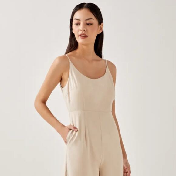Love Bonito Beige Adriena Padded Strappy Back Jumpsuit - Picture 2 of 16